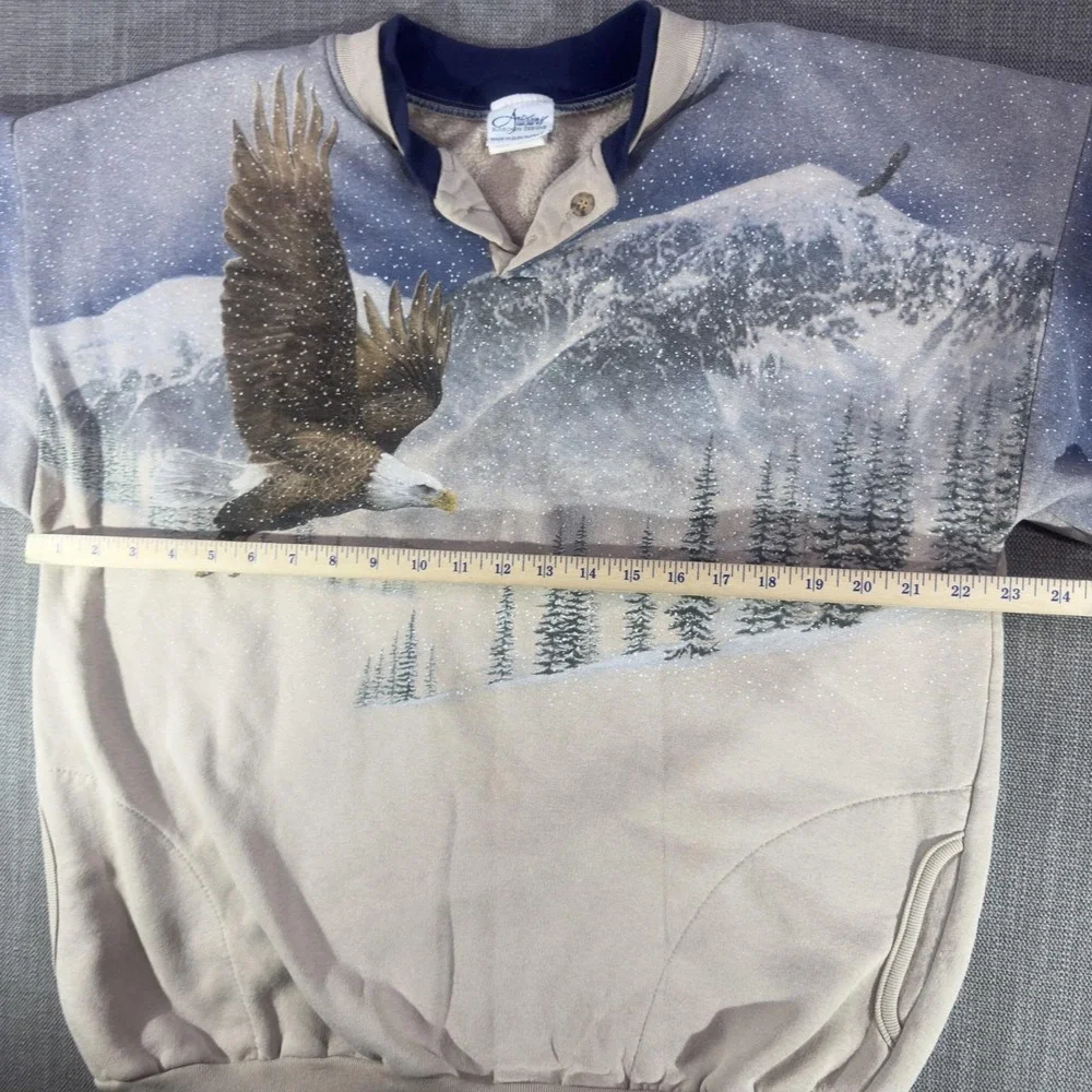 Vintage Artisans Sweatshirt Mens XL Multicolor Eagle Graphic Fleece Made USA 90s